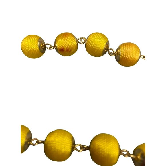 Vintage Gold Chain Necklace With Yellow Thread Wrapped Beaded Design & Lobster C - Picture 5 of 5